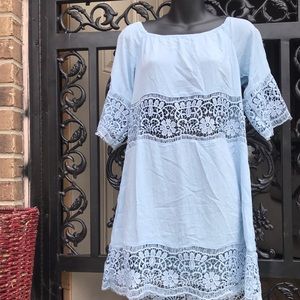 {$13 BUNDLED} New AMIANI Baby Blue Lace Cut Out Mini Dress